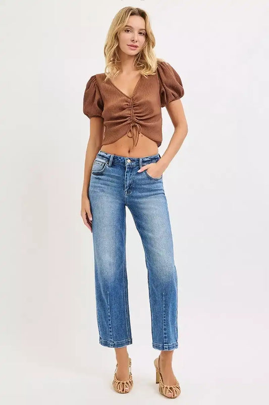 RISEN High Rise Crop Boyfriend Tapered Jeans PGC21452