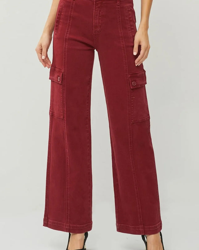 RISEN Full Size High Rise Wide Leg Cargo Jeans - Sleekdenim.com