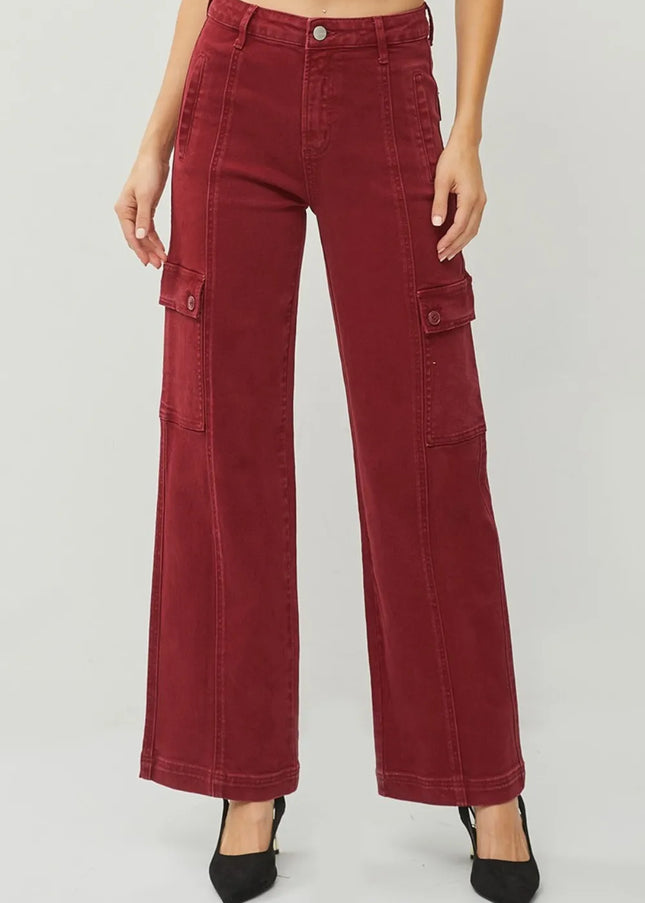 RISEN Full Size High Rise Wide Leg Cargo Jeans - Sleekdenim.com