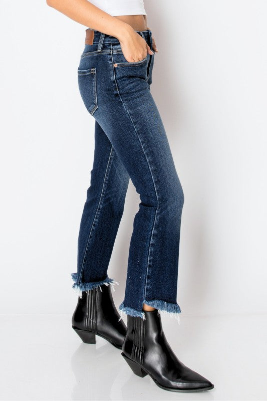 AT1018FLDNT Colle High Rise Crop Flare Jeans - Sleekdenim.com