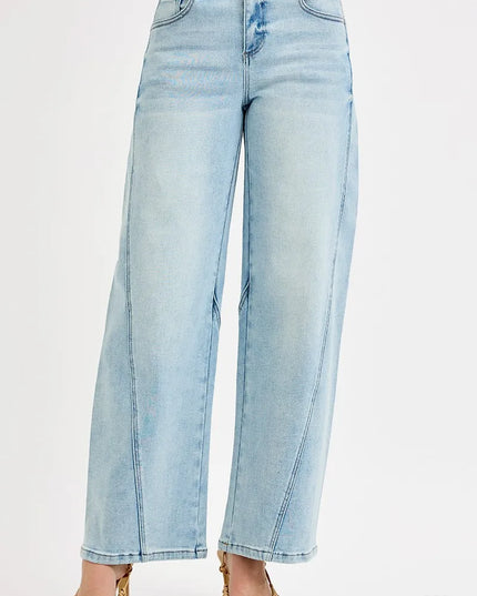 RISEN Full Size Mid Rise Fit Barrel Jeans Plus Size - Sleekdenim.com