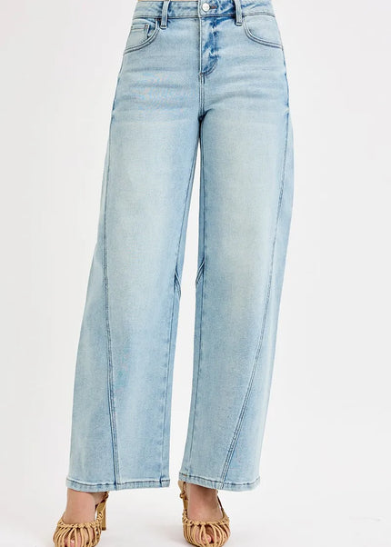 RISEN Full Size Mid Rise Fit Barrel Jeans Plus Size - Sleekdenim.com