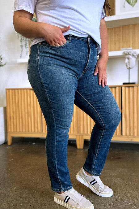 Judy Blue Full Size Tummy Control High Waist Slim Jeans | Sleekdenim.com