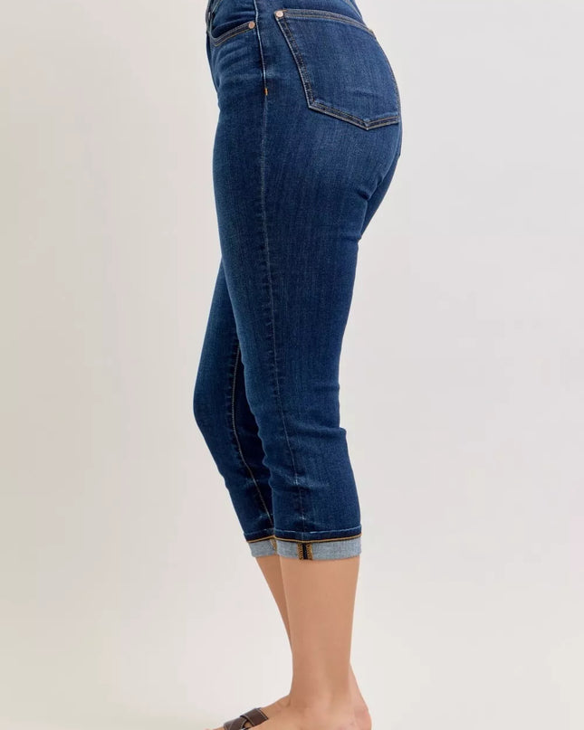 Judy Blue High Waist Capri Jeans with Single Cuff 72123 - Sleekdenim.com