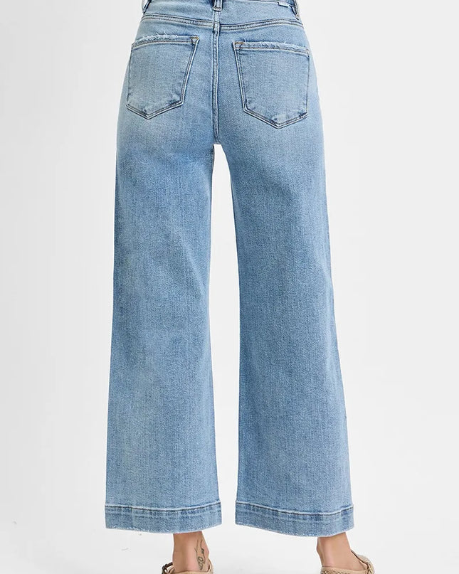 RISEN Full Size High Rise Crop Wide Leg Jeans Plus Size - Sleekdenim.com