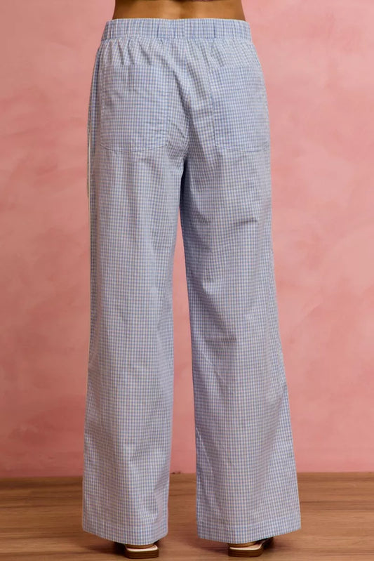 SO ME Wide Check  Pants With Side Lace Trim And Piping - 5