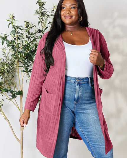 Basic Bae Full Size Hooded Sweater Cardigan - Sleekdenim.com
