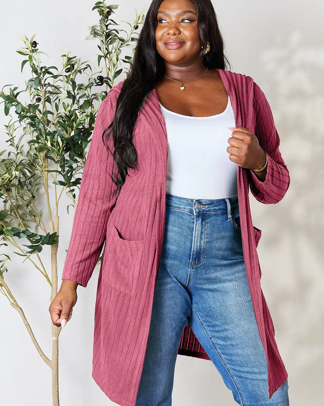 Basic Bae Full Size Hooded Sweater Cardigan - Sleekdenim.com