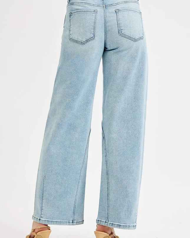 RISEN Full Size Mid Rise Fit Barrel Jeans Plus Size - Sleekdenim.com