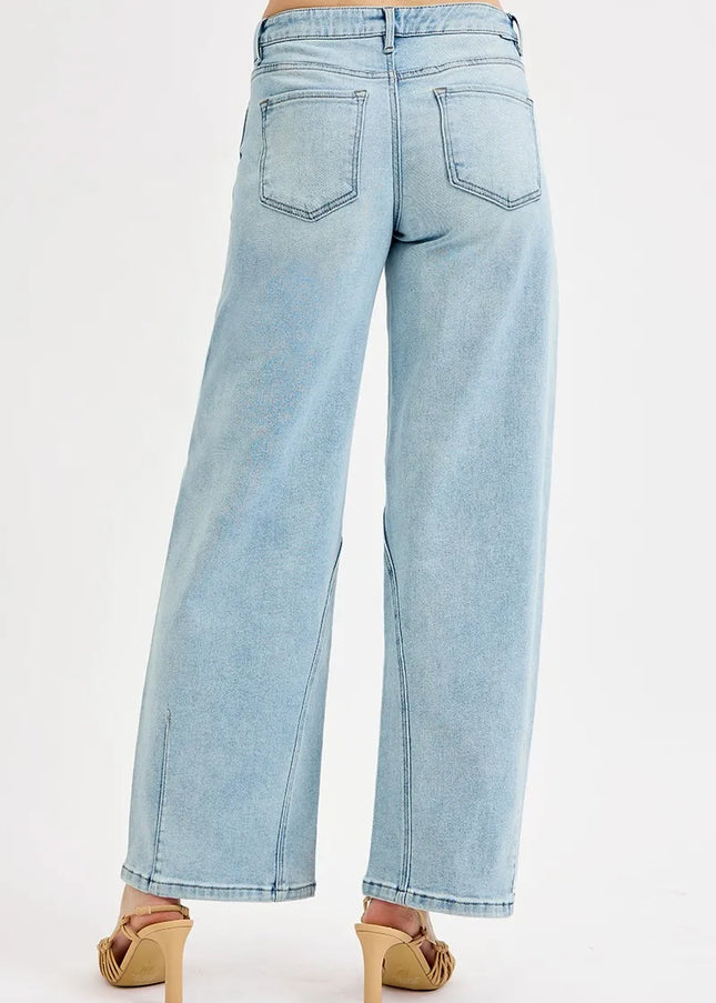 RISEN Full Size Mid Rise Fit Barrel Jeans Plus Size - Sleekdenim.com