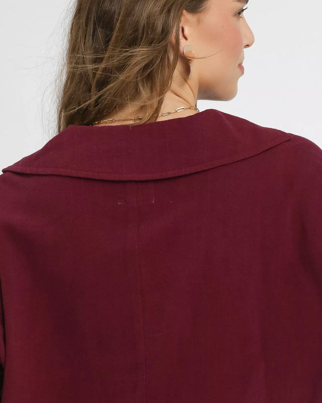 Umgee Linen Long Sleeves Elastic Hem Blouse - Sleekdenim.com