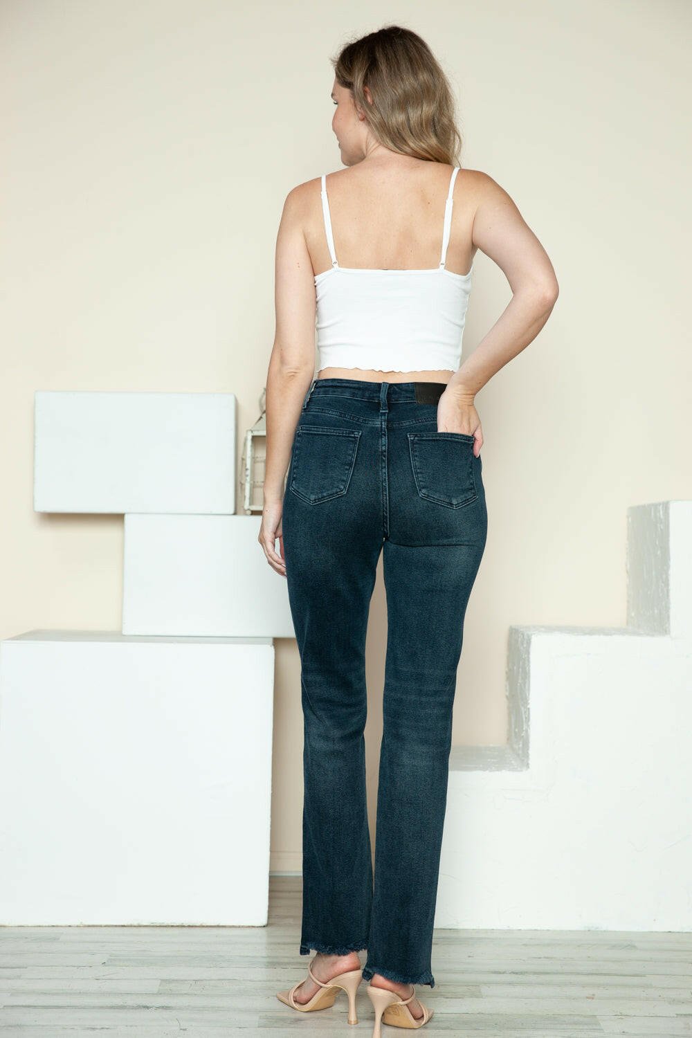 Judy Blue Full Size Button Fly Hem Destroy Straight Jeans | Sleekdenim.com