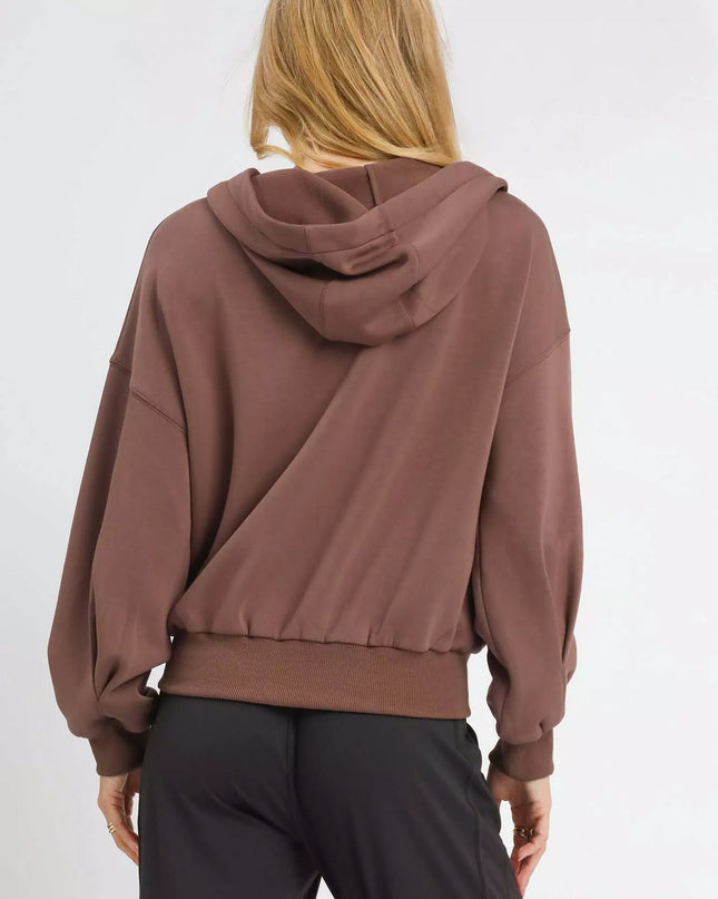 Umgee Zip-Up Fleece Hooded Jacket - Sleekdenim.com