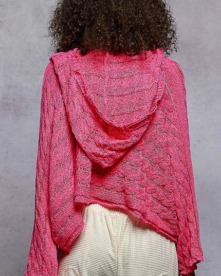 POL Cropped Hooded Knit Top with Full Sleeves - Sleekdenim.com