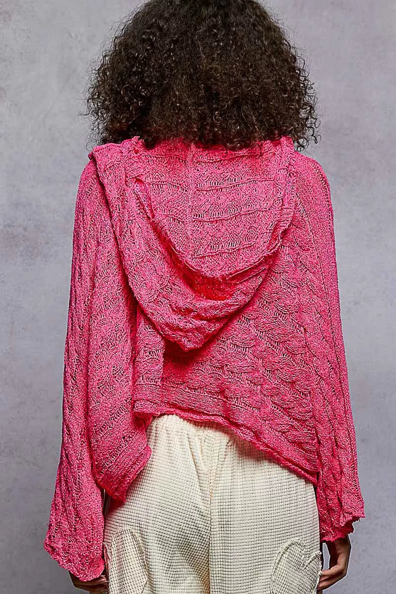 POL Cropped Hooded Knit Top with Full Sleeves - Sleekdenim.com