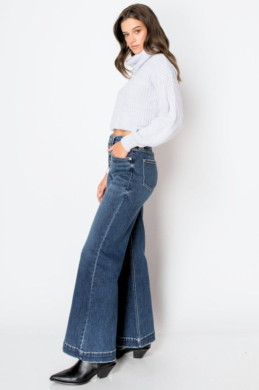 AT2001MT Tummy Control 90's Vintage Wide Jeans - Sleekdenim.com