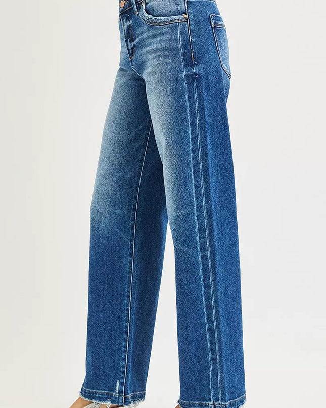 RISEN Full Size Slouchy Baggy Jeans Pocket Side Seam Detail Plus Size - Sleekdenim.com
