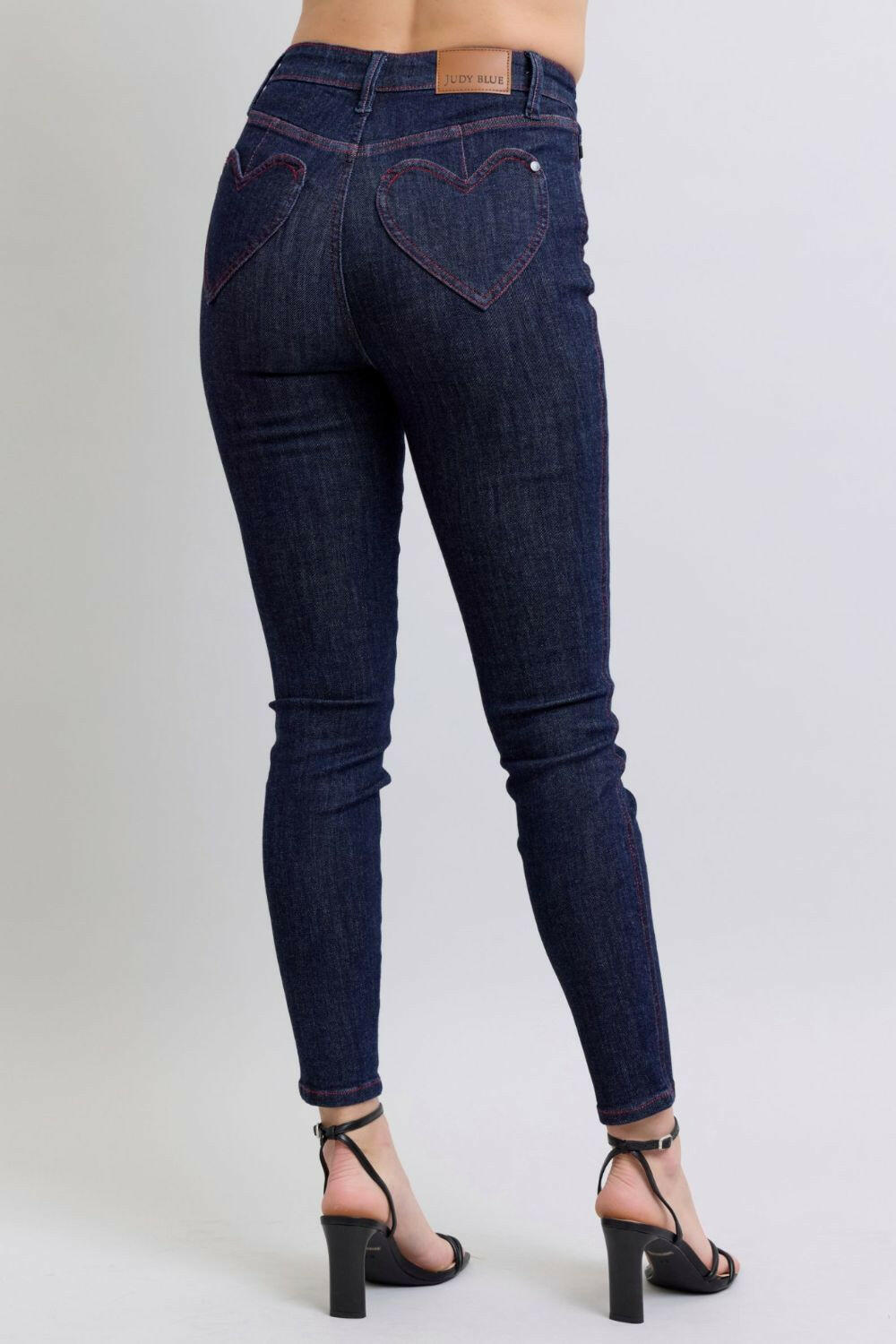 Judy Blue Full Size Heart Shaped Back Pockets Skinny Jeans | Sleekdenim.com