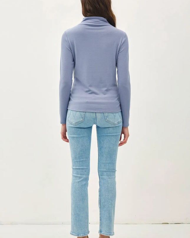 Be Cool Mock Neck Long Sleeve T-Shirt - Sleekdenim.com