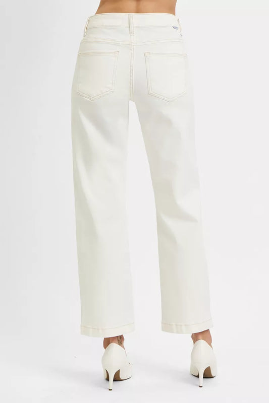 RISEN Full Size Tummy Control Mid Rise Ankle Straight Jeans Plus Size - Sleekdenim.com