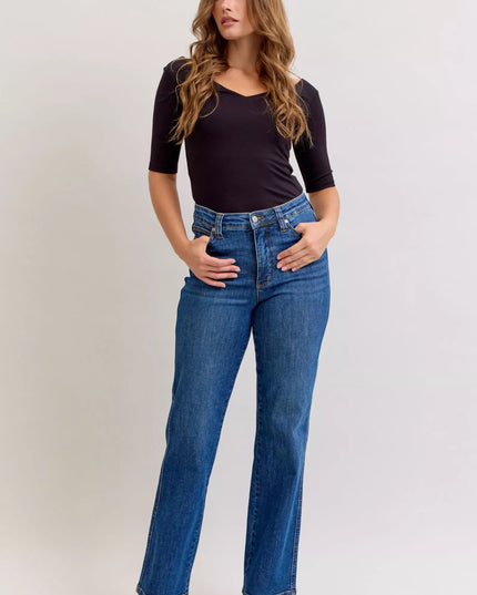 Judy Blue High Waist Tummy Control Straight Jeans - Sleekdenim.com