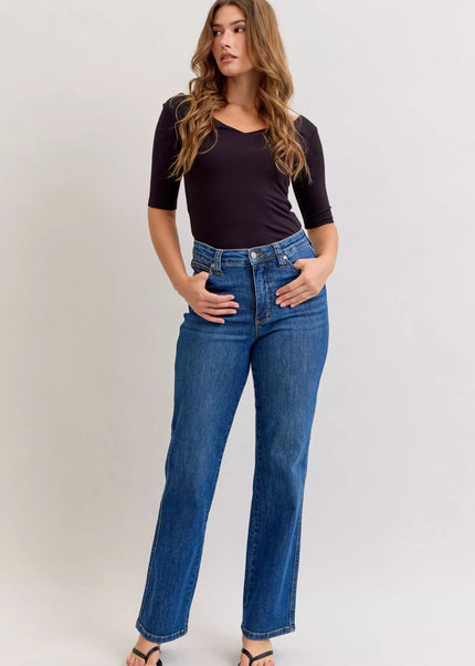 Judy Blue High Waist Tummy Control Straight Jeans - Sleekdenim.com