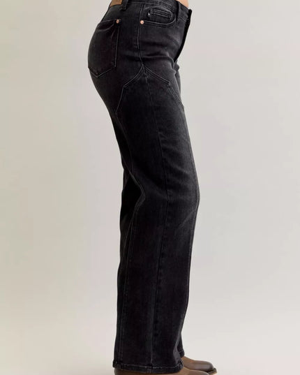 Judy Blue Mid Rise Straight Western Seam Detail Jeans - Sleekdenim.com