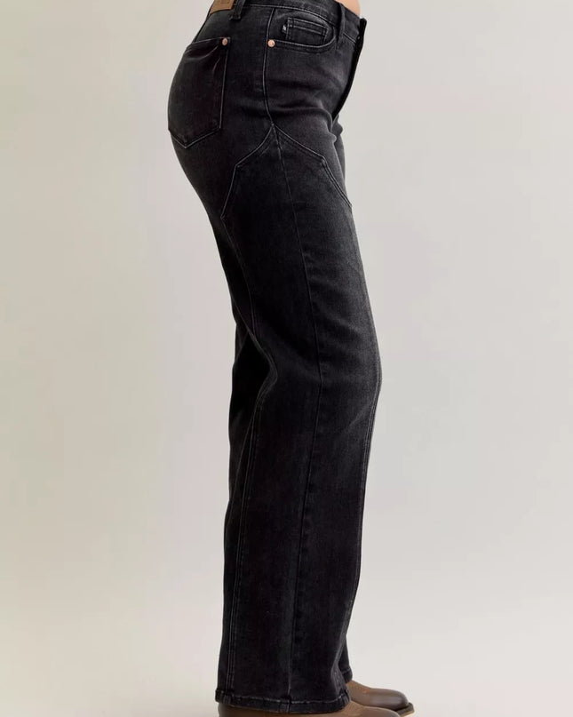 Judy Blue Mid Rise Straight Western Seam Detail Jeans - Sleekdenim.com