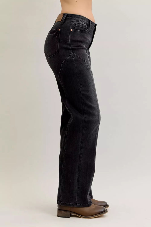 Judy Blue Mid Rise Straight Western Seam Detail Jeans - Sleekdenim.com