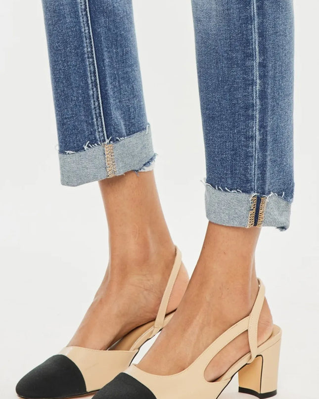 Kancan High Rise Cuffed Straight Jeans - Sleekdenim.com