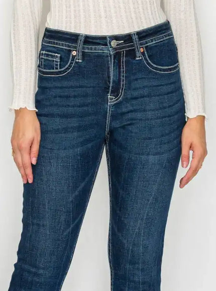 Artemis Vintage AT2106BTDT - TUMMY CONTROL HIGH RISE SLIM FLARE JEANS - Sleekdenim.com