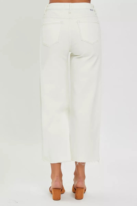 RISEN Tummy Control High Rise Crop Wide Jeans - Sleekdenim.com