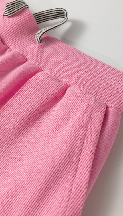 Bonbon Solid Color V Neck Tee Drawstring Pant Set - Sleekdenim.com