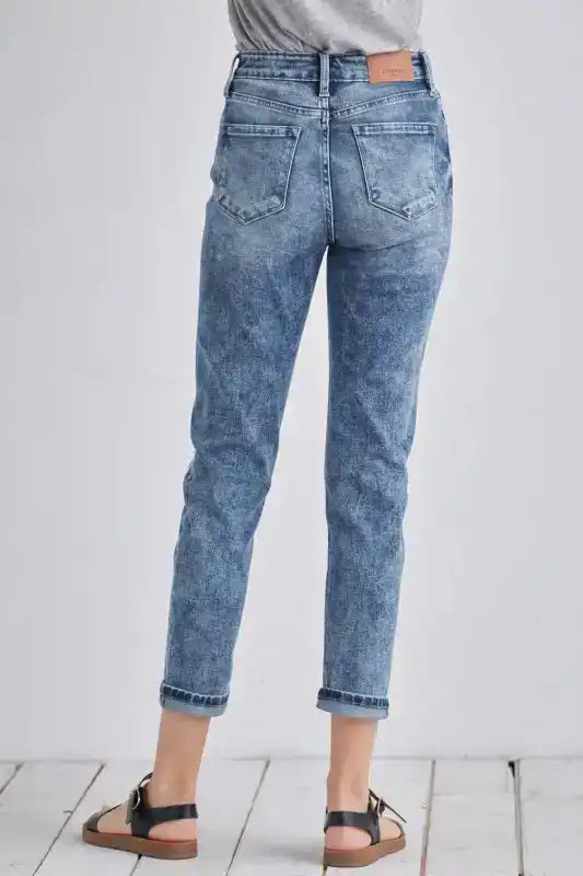 Artemis Vintage AT1061MMD HIGH RISE STRETCH DISTRESSED MOM JEANS - Sleekdenim.com