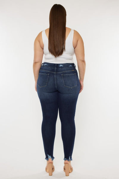 Kancan Full Size Cat's Whiskers Raw Hem High Waist Jeans | Sleekdenim.com