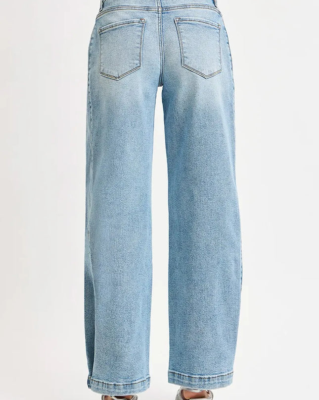 RISEN Mid Rise Wide Barrel Transferable Leg Snap Jeans - Sleekdenim.com