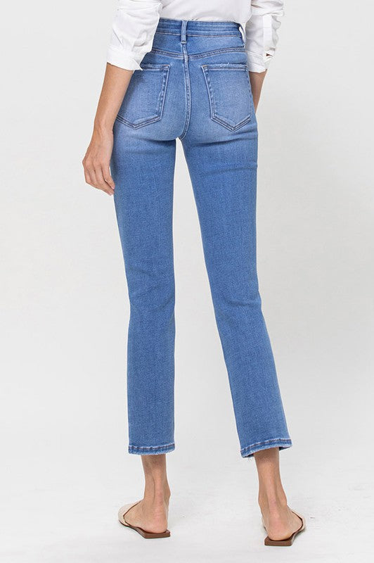 High Rise Stretch Crop Slim Straight | Sleekdenim.com