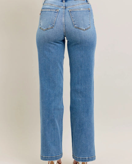 Judy Blue Full Size High Waist Straight Jeans Plus Size - Sleekdenim.com
