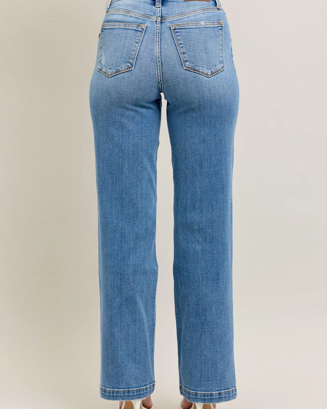 Judy Blue Full Size High Waist Straight Jeans Plus Size - Sleekdenim.com