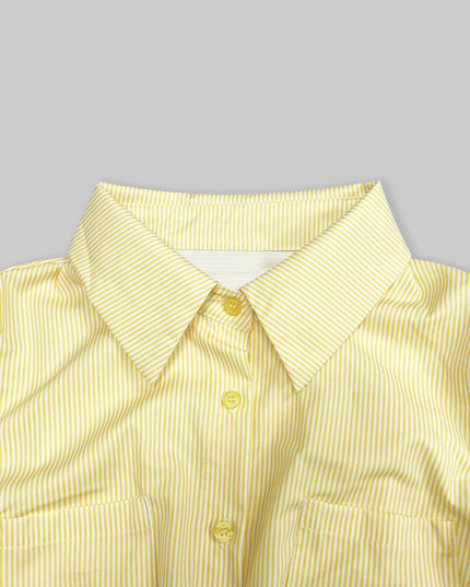 Striped Puff Sleeve Button-Up Shirt - Sleekdenim.com