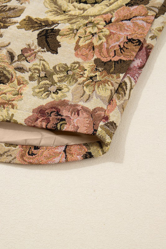 Floral Waffle Knit Patchwork Chest Pocket Buttoned - Sleekdenim.com