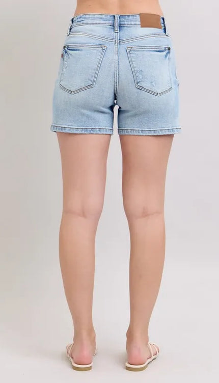 Judy Blue Mid Rise Vintage Wash Dad Shorts 15295 - Sleekdenim.com