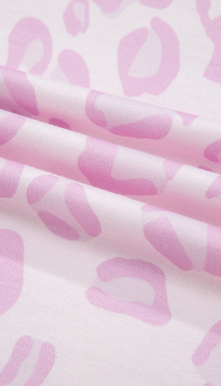 Pink Leopard Two Piece Top and Pants Set - Sleekdenim.com