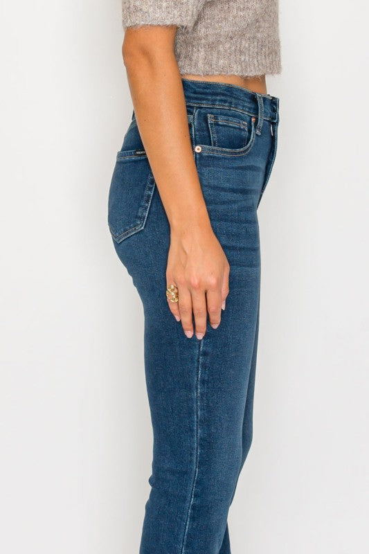 AT20004D - TUMMY CONTROL HIGH RISE BOOTCUT JEANS * - Sleekdenim.com