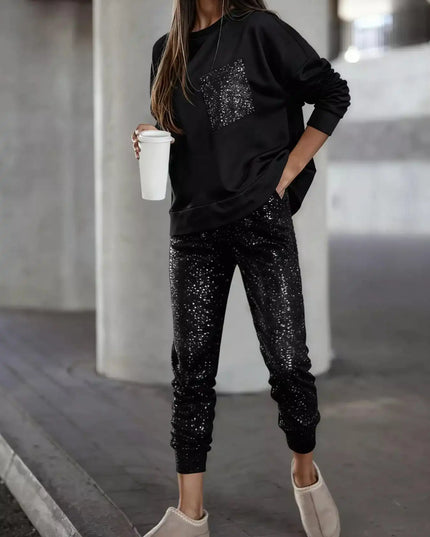 Printed Round Neck Top and Pants Set - Sleekdenim.com