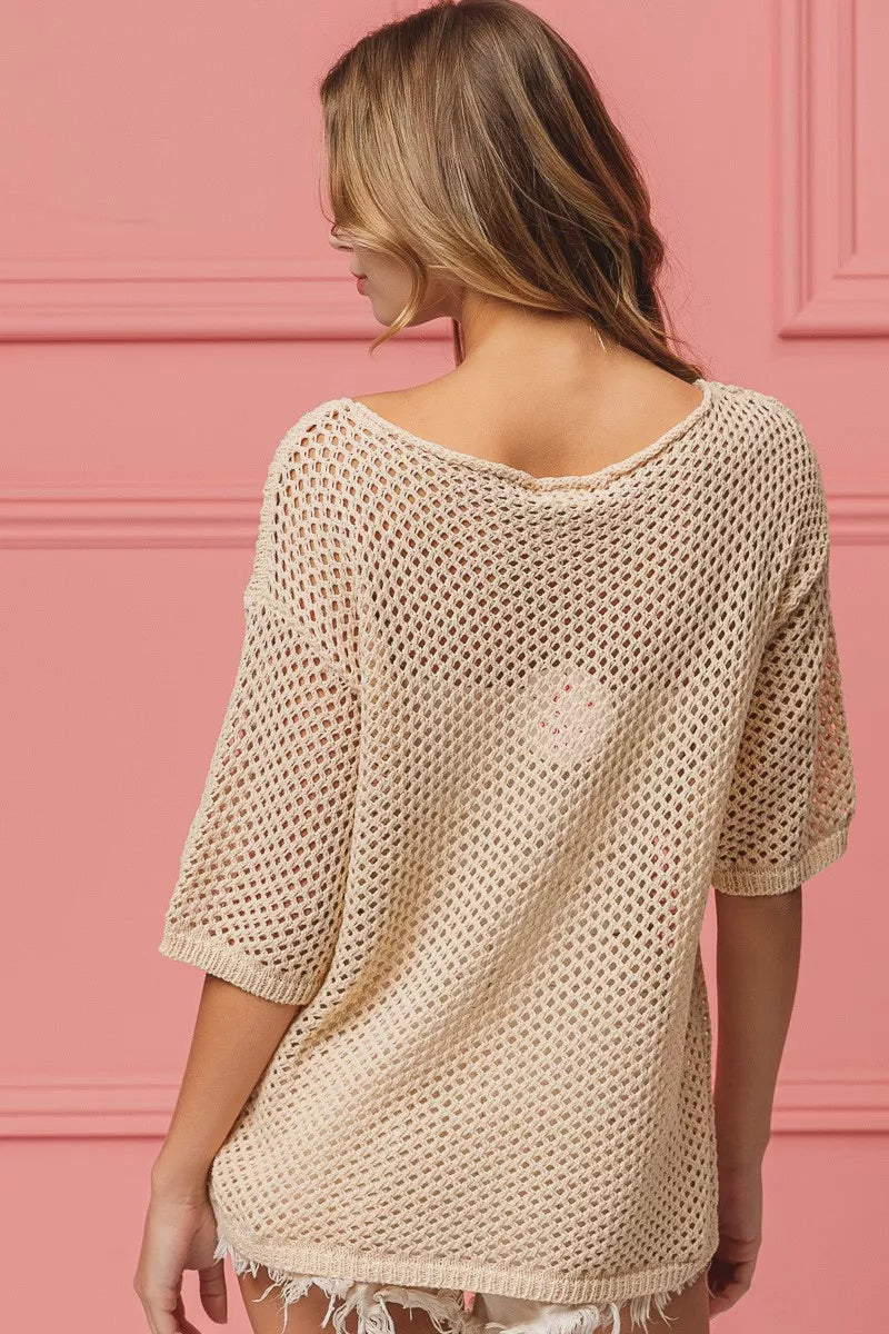 BiBi Sequin American Flag Sunglasses Knit Cover Up