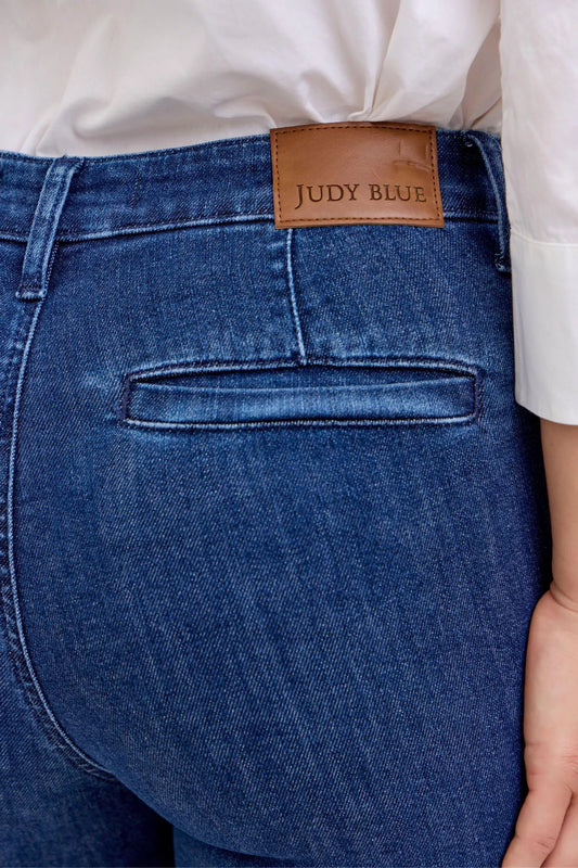 Judy Blue High Waist Flare Jeans with Front Patch Pockets - Sleekdenim.com