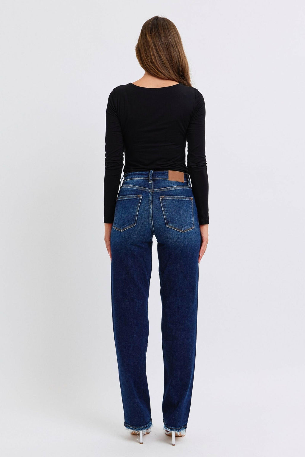 Judy Blue Full Size Raw Hem Straight Leg Jeans | Sleekdenim.com