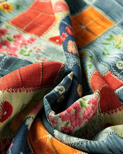 Floral Half Placket Collared V-Neck Blouse - Sleekdenim.com