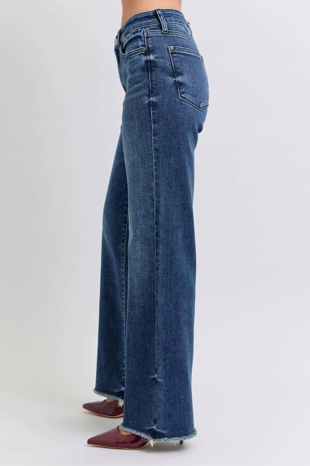 Judy Blue Full Size Raw Hem Mid Rise Jeans.